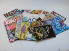 A large collection of computer and video game magazines and books including Input, Index, Commodore,