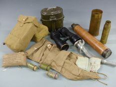 Militaria including binoculars, telescope etc