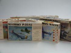 Five Matchbox, Revell and Williams Bros 1:32 scale model aircraft kits including Wedell-Williams