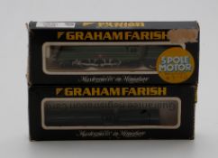 Two Graham Farish N gauge 4-6-2 Merchant Navy Class locomotives BR Chanel Packet 35001 and SR 21C17,