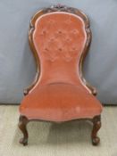 A 19thC button-back nursing chair