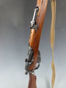 BSA Short Magazine Lee Enfield (SMLE) .303 bolt action rifle with brass oil bottle fitted in the