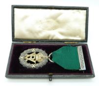 Victorian Volunteer Officer's decoration in hallmarked silver and gilt, in original Garrard's box