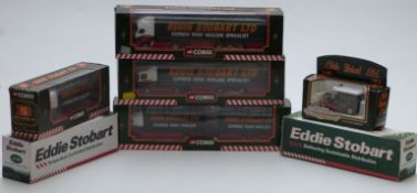 Seven Corgi and Atlas Editions Eddie Stobart 1:76 scale diecast model lorries, all in original boxes