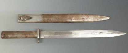 WWII Turkish style bayonet with metal scabbard blade length 30cm