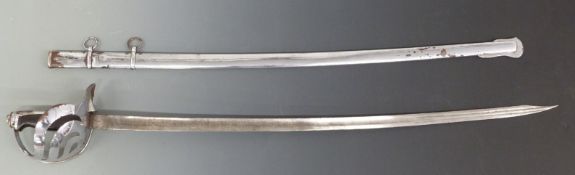 An Italian cavalry sabre with decorated 82cm blade. Gilarso Milano Maker with metal sabre.