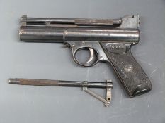 Webley MK1 .22 air pistol with spare .177 barrel, serial number 990