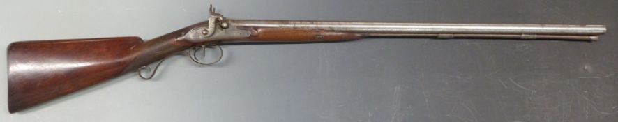 James Clark of London 12 bore side by side percussion hammer action gun with named and engraved