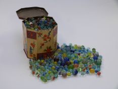 Over 700 various glass marbles all with multi-coloured decoration, largest approximately 25mm in