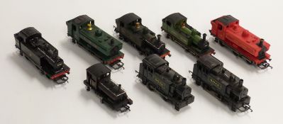 Eight Tri-ang, Mainline and Dapol 00 gauge tank locomotives including London Transport, North