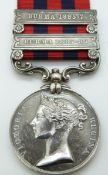 Victorian British Army Indian General Service Medals with two clasps, Burma 1885-7 and Burma 1887-89