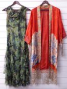 Kimono and floral chiffon dress