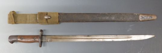 British Army 1907 pattern bayonet Wilkinson made with stamps to 44cm blade, complete with scabbard