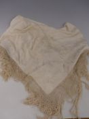 A 19thC fringed silk shawl