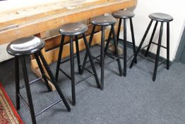 Five black painted breakfast bar stools