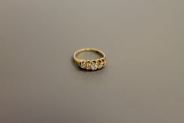 Antique 18ct five stone old cut diamond ring, approximately .8ct 3.