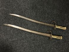 A pair of French Chassepot bayonets