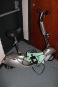 An electric scooter with battery and charger
