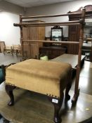 A pine towel rail and a gold dralon footstool