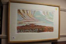Mandy Martin : Australian skyline, lithographic print, signed, framed.