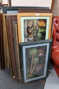 Nine framed and un-framed pictures oils on felt depicting Asian scenes