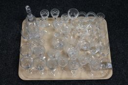 A tray of crystal and glass,