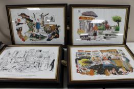 Ten framed Bill Tidy cartoon prints