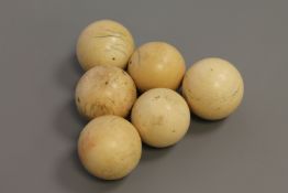 Six early 19th century ivory billiard balls CONDITION REPORT: These each measure 5cm