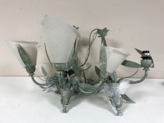 A brass and onyx lamp and shade,