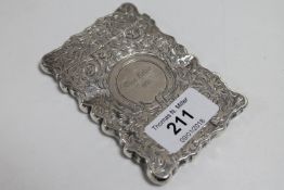 A nineteenth century silver card case