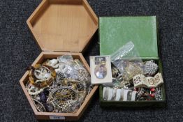 Two jewellery boxes of costume jewellery