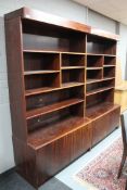 A Danish rosewood twin section bookcase