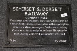Two cast iron plaques - Somerset and Dorset