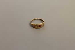 A 15ct gold ruby and pearl ring