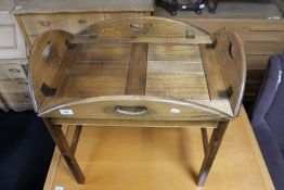 A mahogany butler's tray on stand