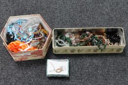 Two jewellery boxes of costume jewellery