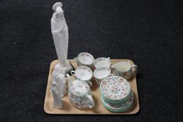 A tray of twenty piece Minton china Haddon hall together with a Lennox child's prayer figure,