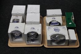 Two trays of boxed Ringtons Maling Willow pattern jugs, storage jars, bowl,