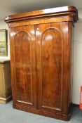 A Victorian mahogany double door wardrobe with fitted interior CONDITION REPORT: