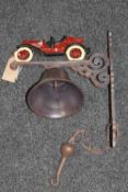 A cast iron veteran car bell
