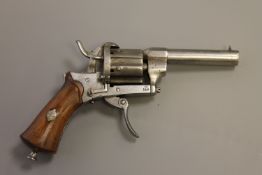 A late 19th century Belgian pinfire revolver