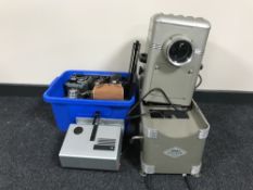 A 1960's photographic viewer and a box containing a large quantity of cameras,