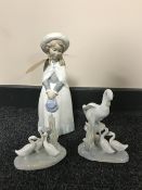 Three Nao swan figures and one girl figure (4)