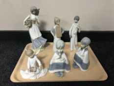 A tray of five Spanish figures and a Leonardo cherub ornament