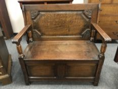 An oak monk's bench,