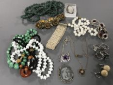 A collection of costume jewellery, beads, necklaces etc.