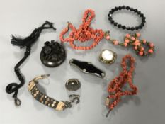 A collection of jewellery, coral,