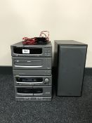 A Denon hi/fi system with speakers