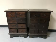 Three contemporary hardwood eight drawer chests