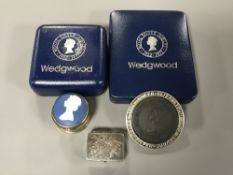 A silver mounted Wedgwood medallion,